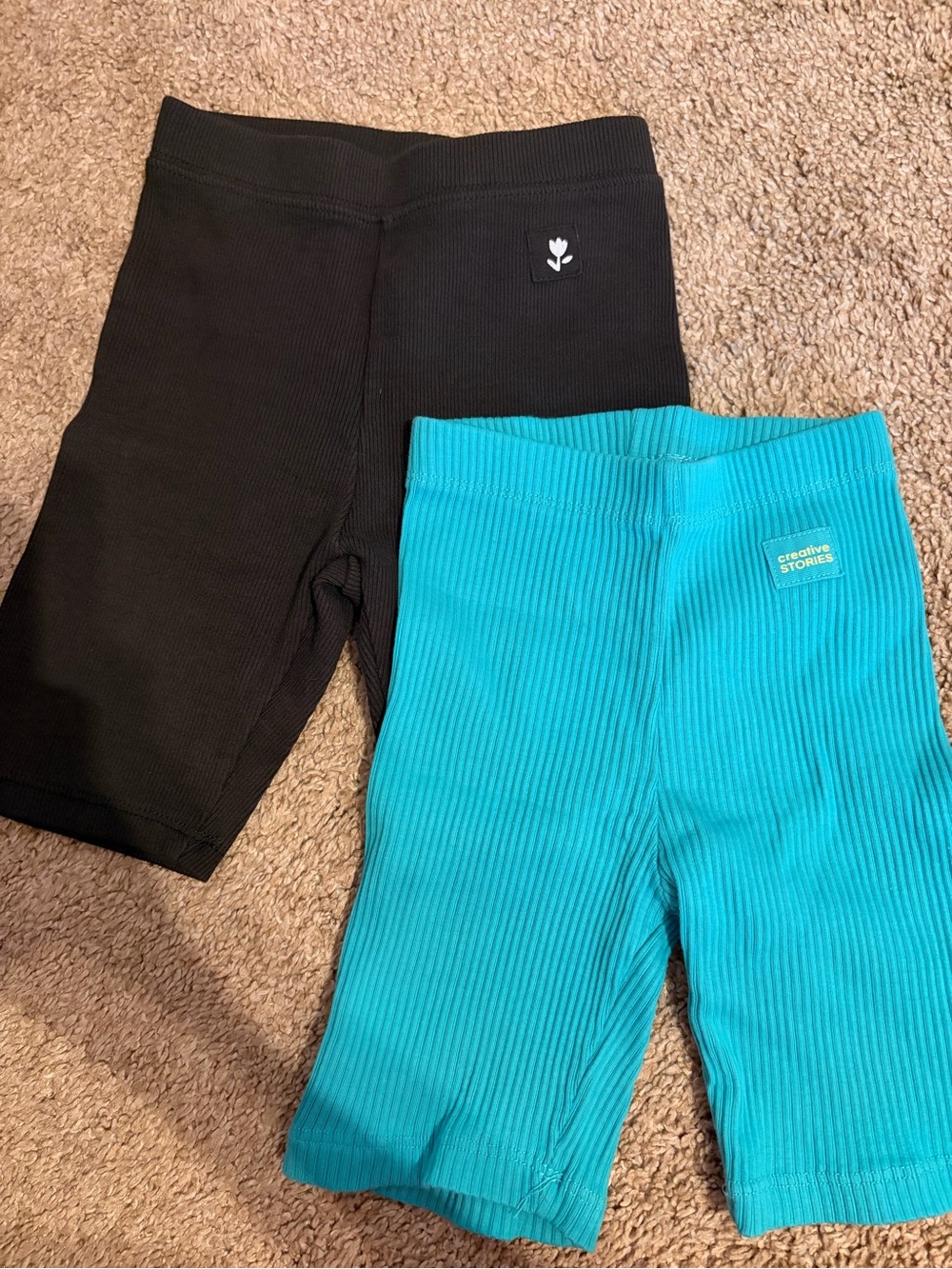 ZARA NWT Turquoise Ribbed Bike Shorts 4T & Black Ribbed Shorts 5T - Kids/Toddler